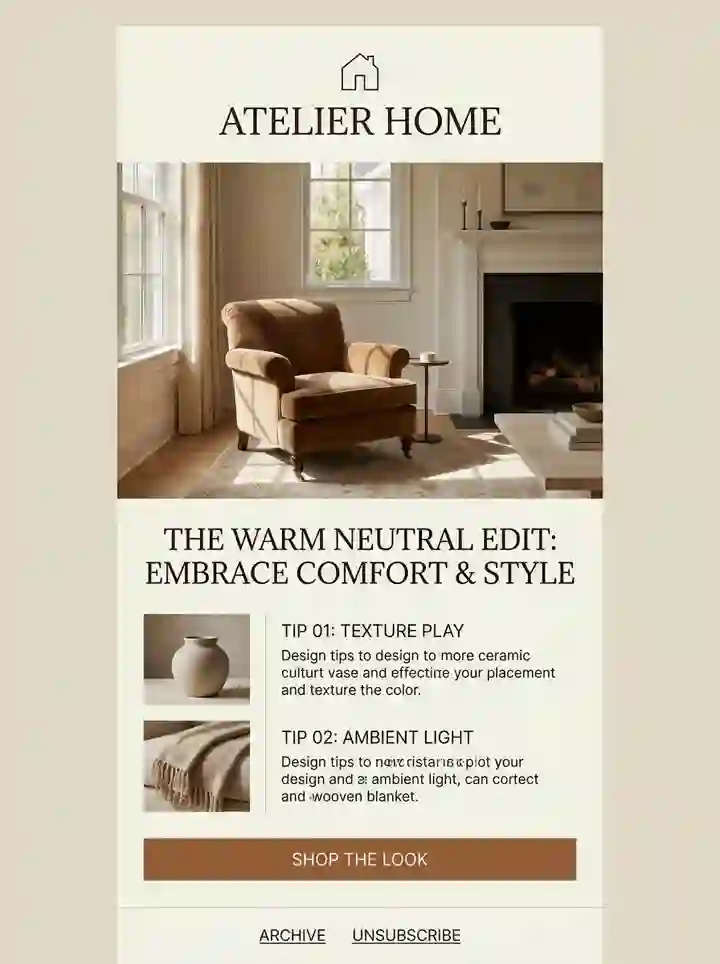Vyne home interior design newsletter sample