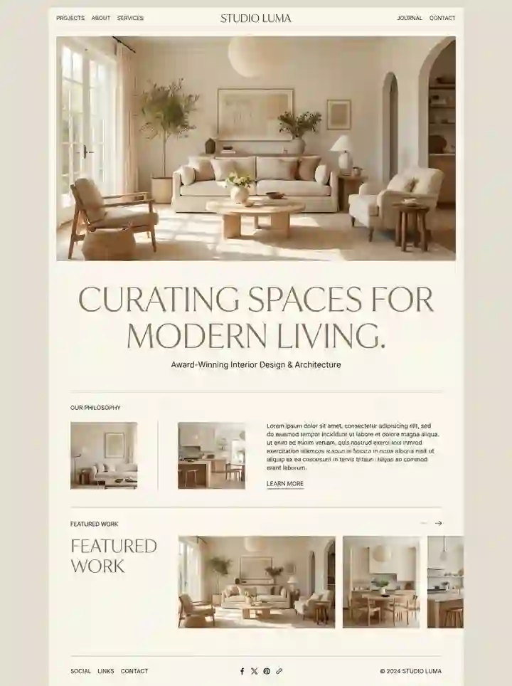 Vyne interior design business website example