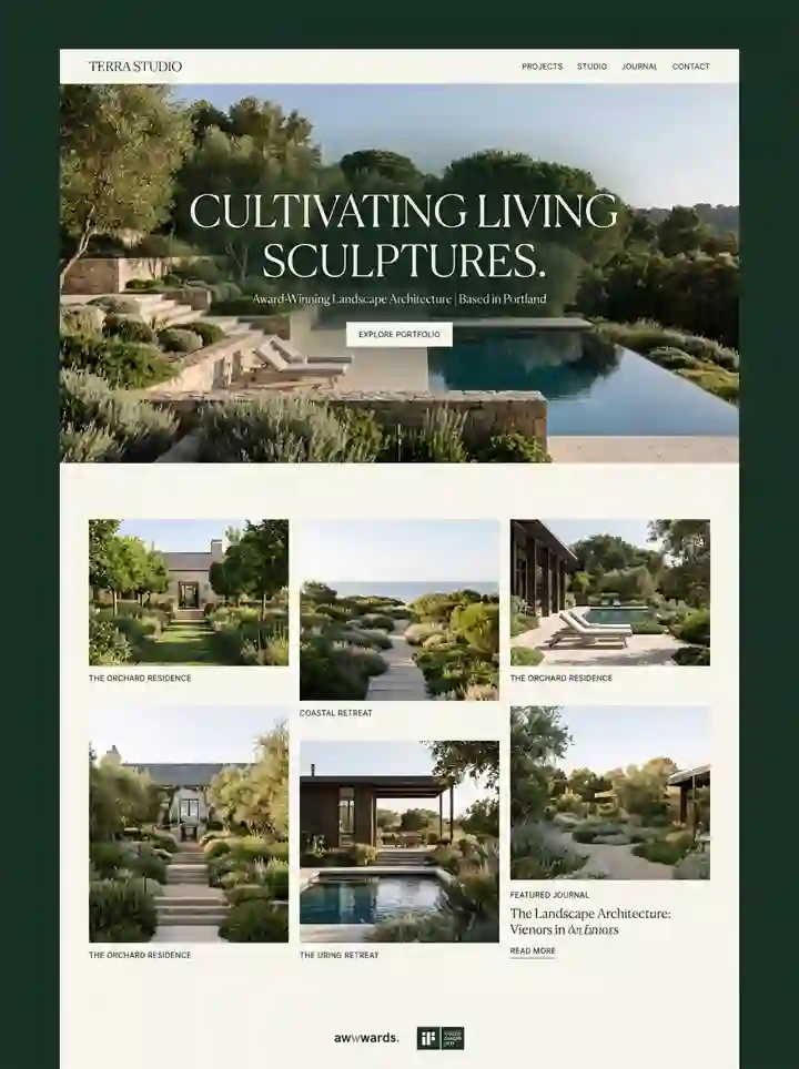 Vyne landscaping business website example