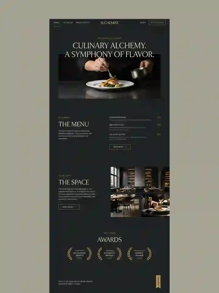 Vyne restaurant website example